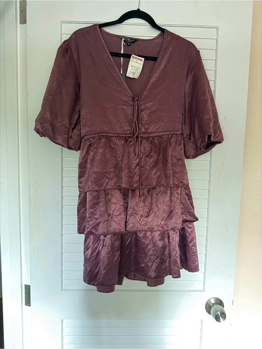 T.J.Maxx Mauve Satin-Look Wrap Dress